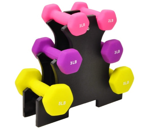 Premium Colored Neoprene Dumbbell Set with Rack