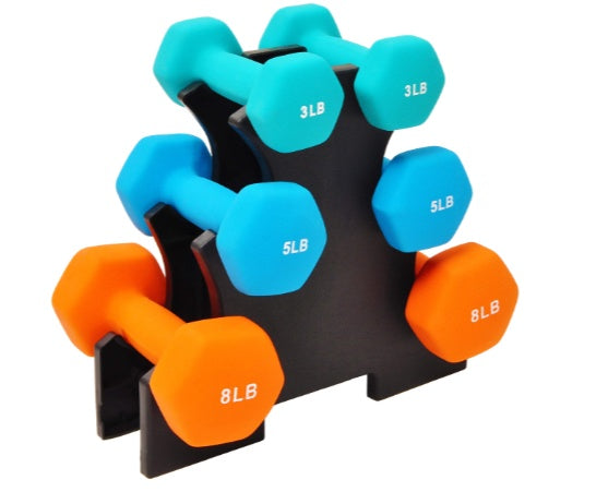 Premium Colored Neoprene Dumbbell Set with Rack