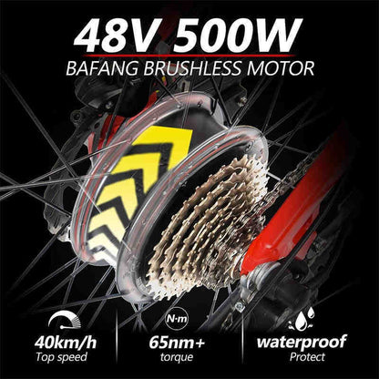 Bafang Motor Red 500W Electric Ebike