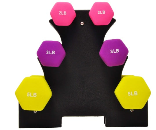Premium Colored Neoprene Dumbbell Set with Rack