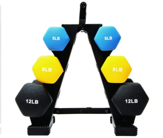 Premium Colored Neoprene Dumbbell Set with Rack