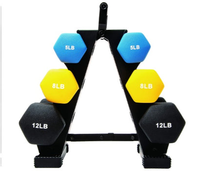 Premium Colored Neoprene Dumbbell Set with Rack
